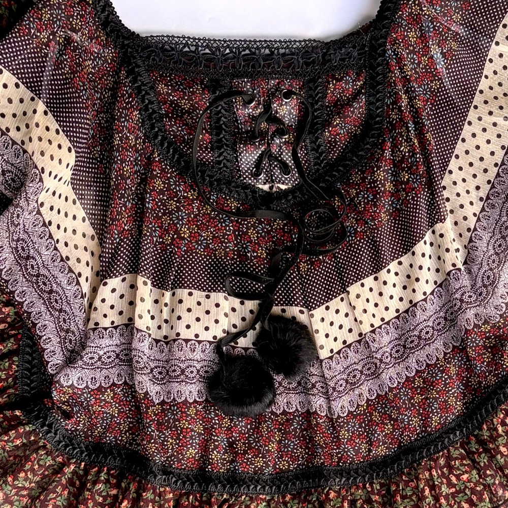 Anthropologie Multicolor Floral and Polka Dot Blouse